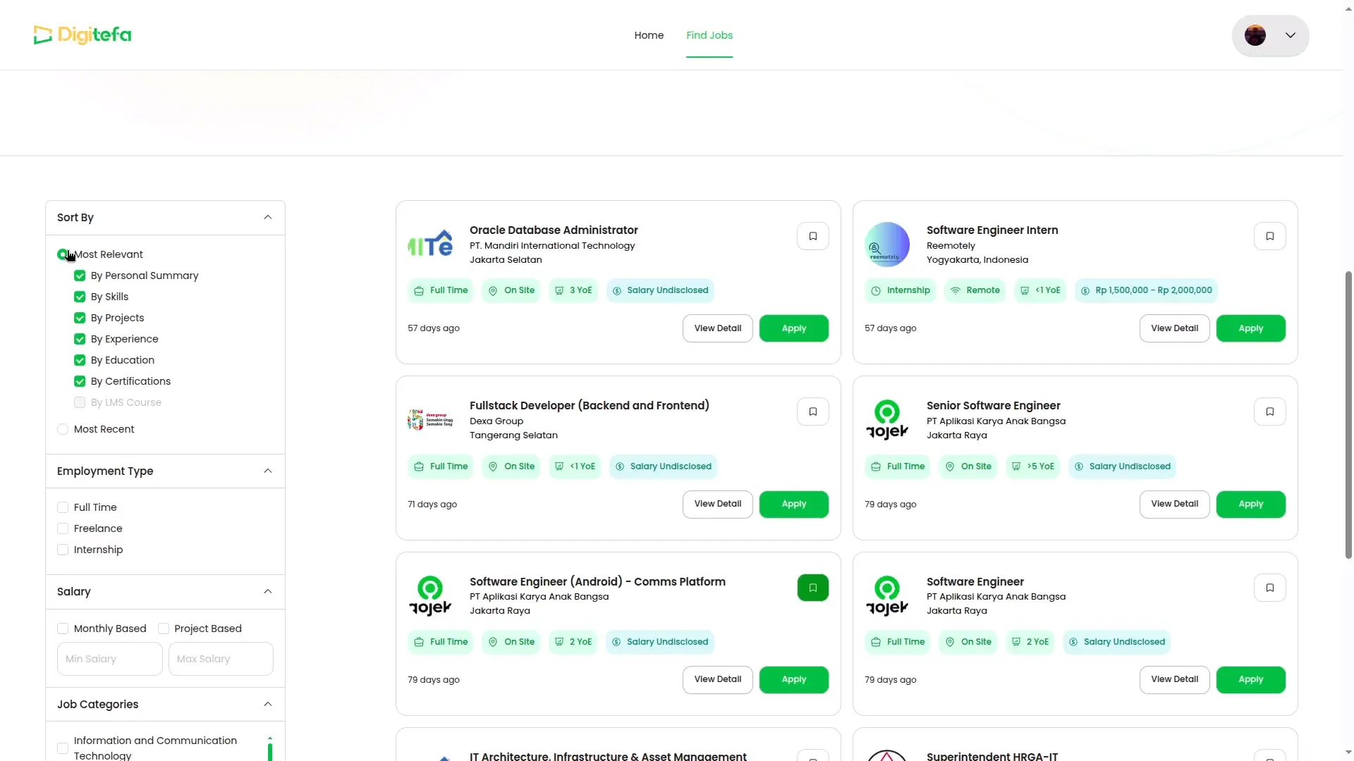 Digitefa - Platform Pencarian Lowongan Kerja